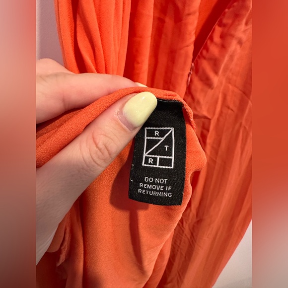 TOME Collective Orange Pleated Dress Size Small - Picture 7 of 7